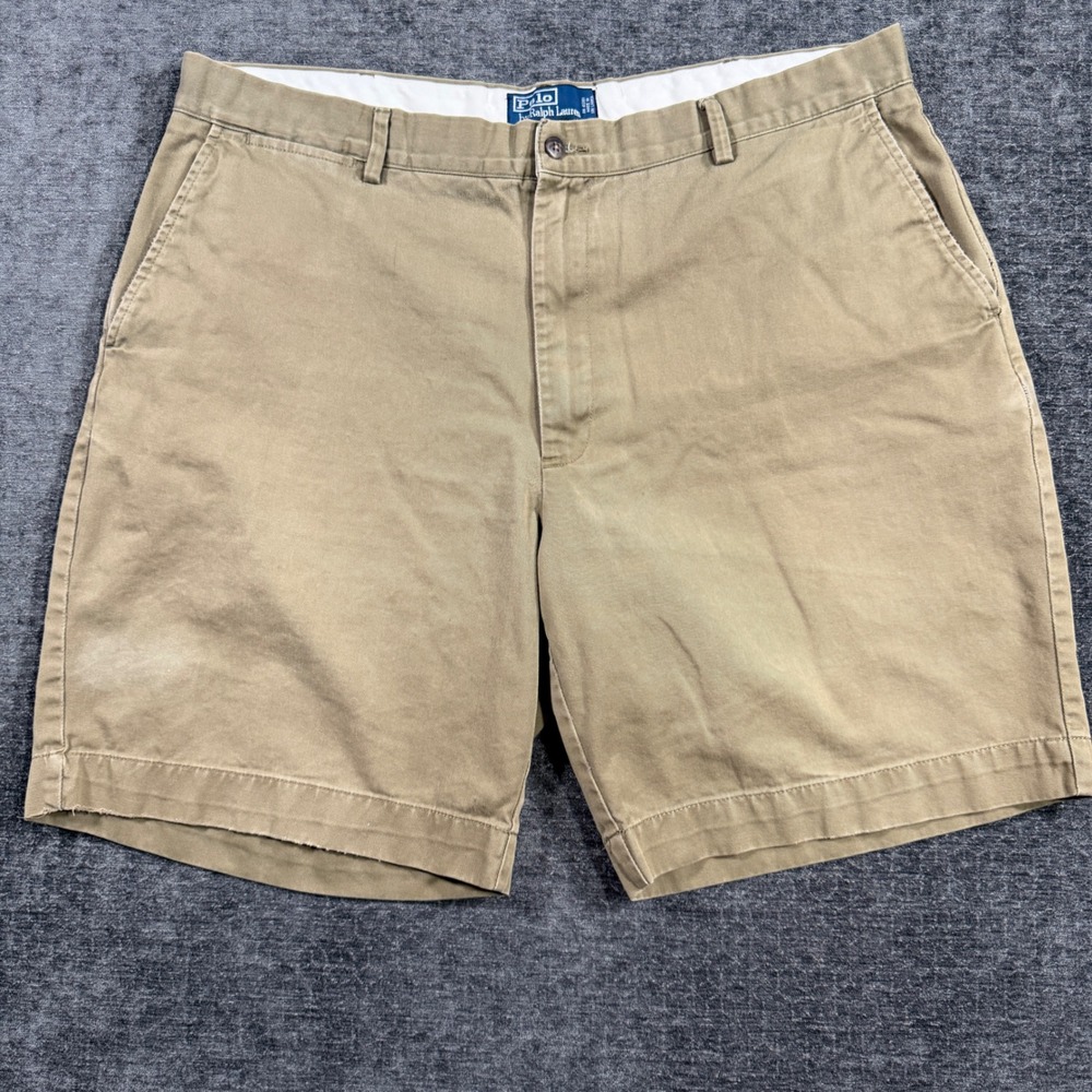 Polo Ralph Lauren Prospect Chino Shorts Mens 40 Khaki Tan Cotton Flat Front
